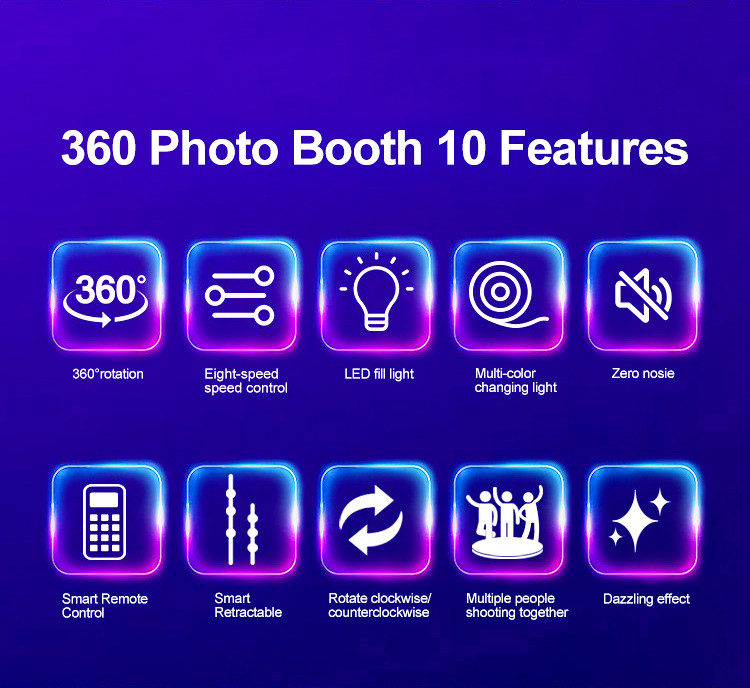 Strip Light 360 Camera Booth 360 Photo Spinner Machine With Led Ring Light