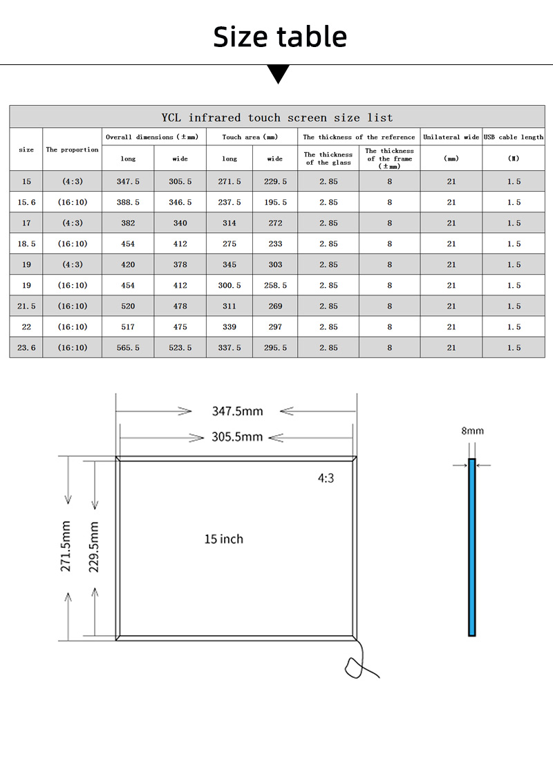 Business 10 Points Touch Screen Panel Overlay Aluminum Material