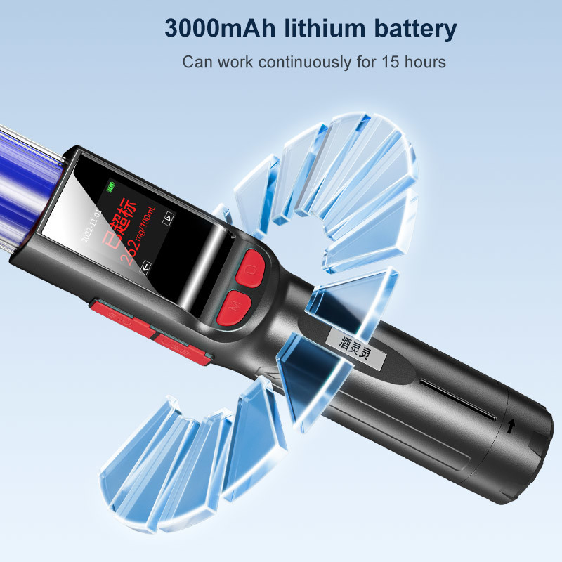 Red And Blue Baton Type Portable Breath Analyzer Machine With Electronic Whistle