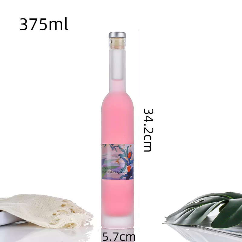 375ml 500ml Round Glass Wine Juice Whisky Bottle with Transparent Collar Material