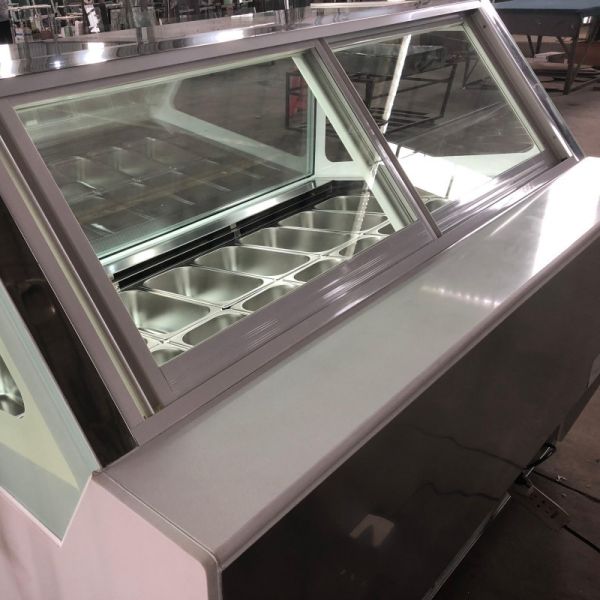 16Pans Commercial Ice Cream Display Freezer Movable For Gelato Shop
