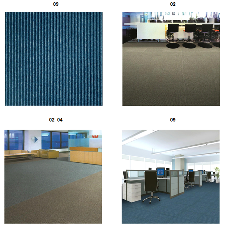 Ribbed surface double colors striped level loop PP carpet tiles