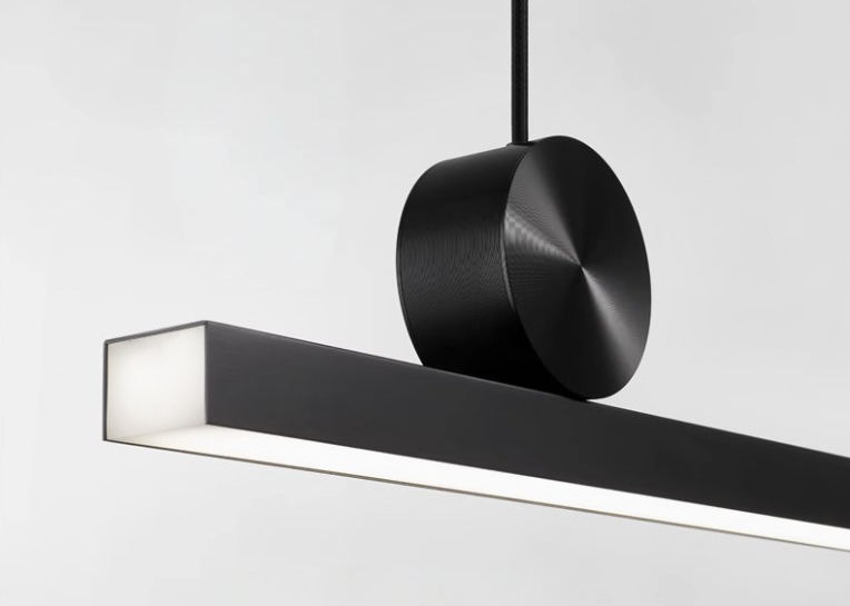 Restaurant chandelier minimalist lamp Nordic style simple modern one-line aluminum tea room bar dining room dining table long strip lamp