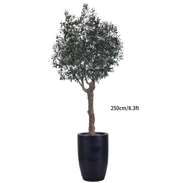 UV Resistant Fake Plant 2.5m tall faux potted olive tree In Planter for Indoor House Plants & Tall Floor Decor