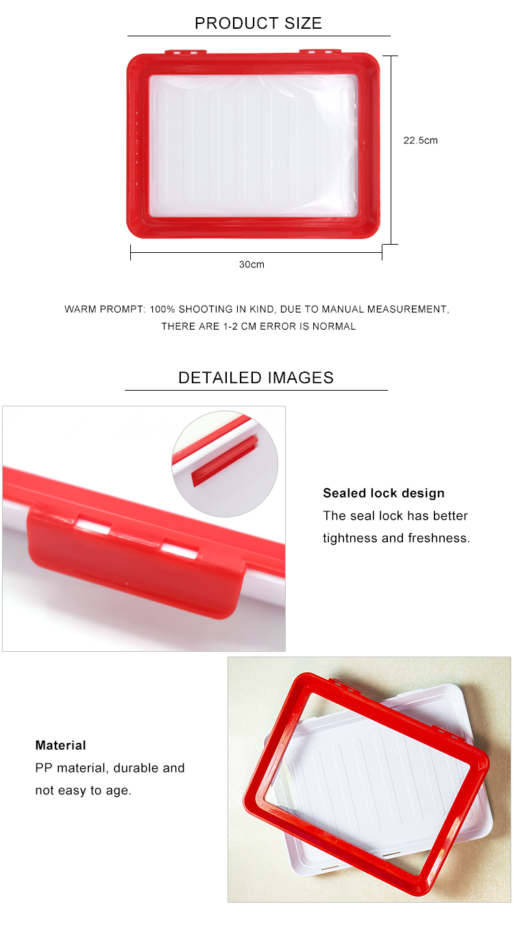 Keep Fresh Plastic Red Preservation Kitchen Items Food Storage Container Clever Tray