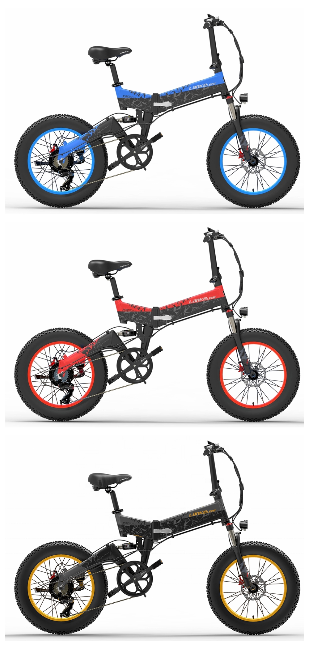 48V 20 Inch Fat Tire Folding Electric Bike Shimano Gear 6061 Alu 35-40km