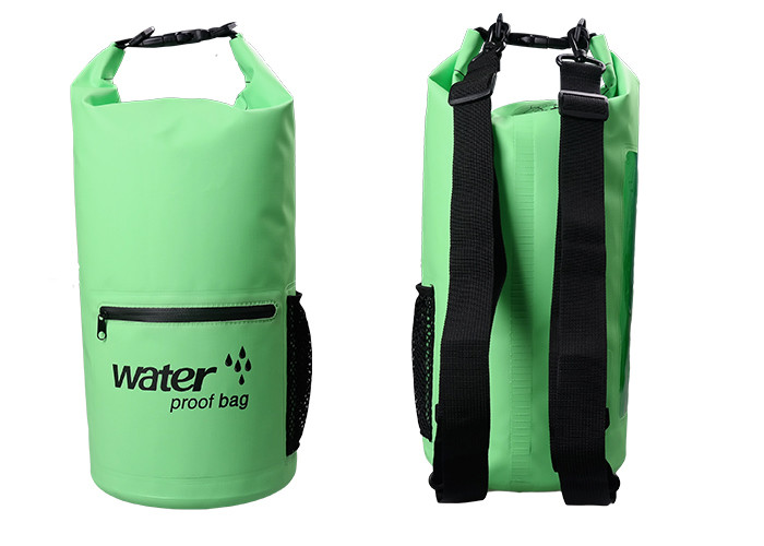 20l Heavy Duty Dry Storage Bags 0.5mm Thickness With Mesh / Front Zipper Pocket