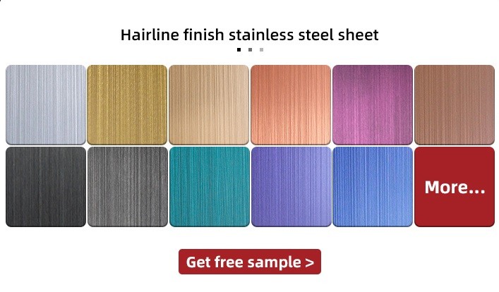 ASTM 304 316 Decorative Metal Sheets Hairline #4 Finish PVD Color 4x8 Brushed Stainless Steel Sheet