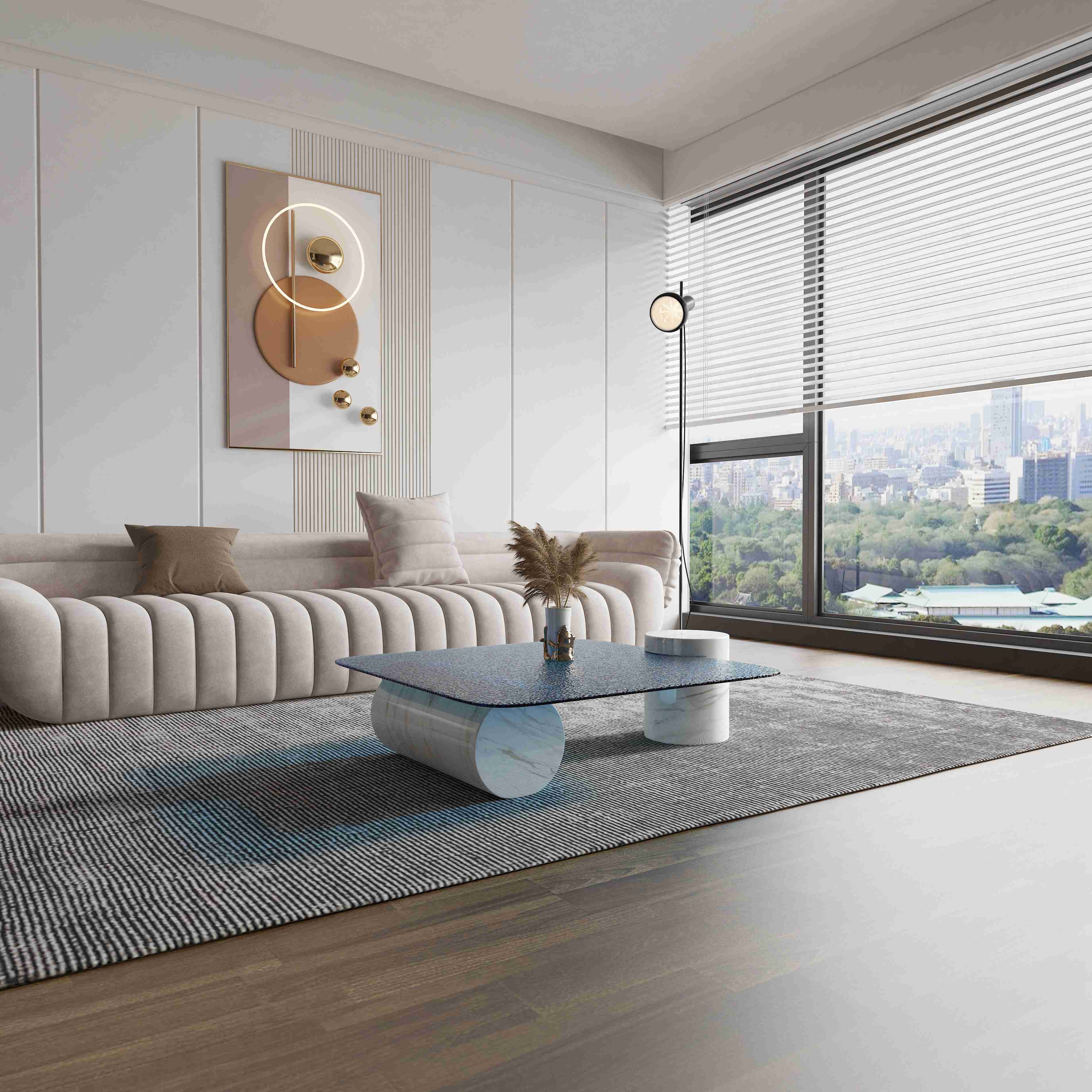 Light Luxury Marble Round Coffee Table Creative Living Room High End Designer Style