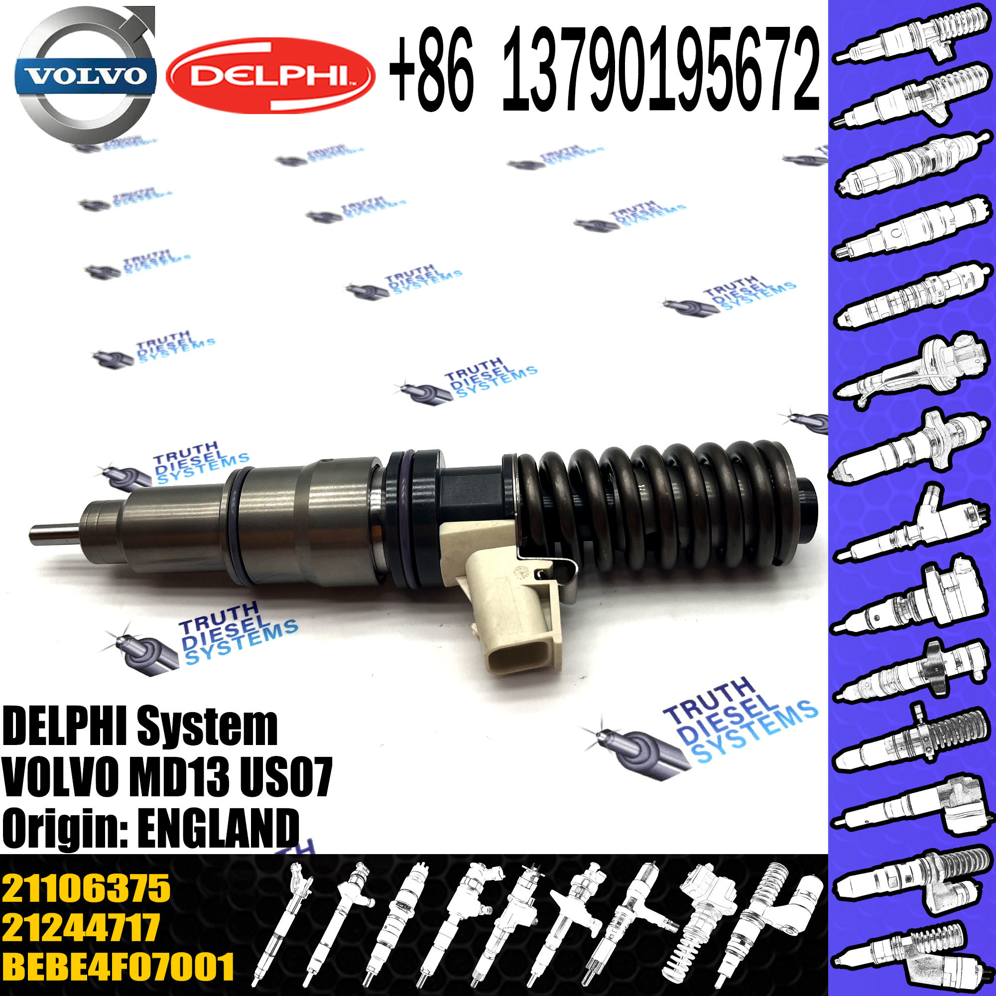 Diesel Fuel Injector 21244717 20582430 BEBE4F01001 BEBE4F07001 20977565 21106375 E3.3 for VOL USA MD13 E3.3