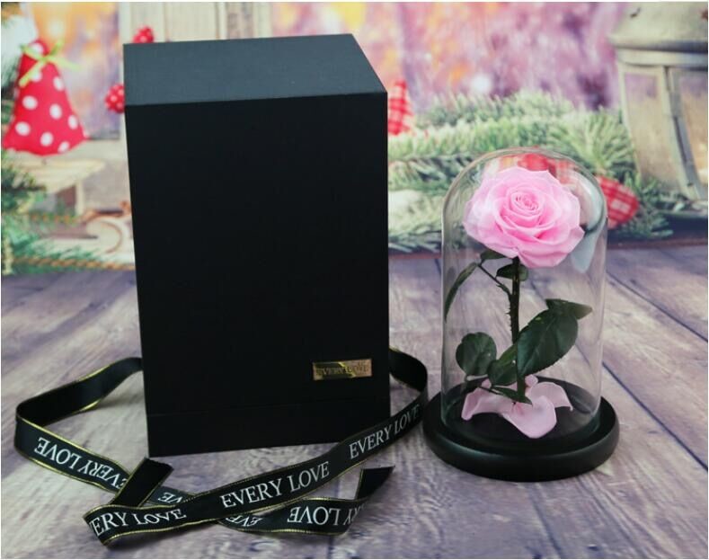 Preserved Flower Eternal Rose in Glass Long Lasting Flowers Home Decoration Everlasting Flowers