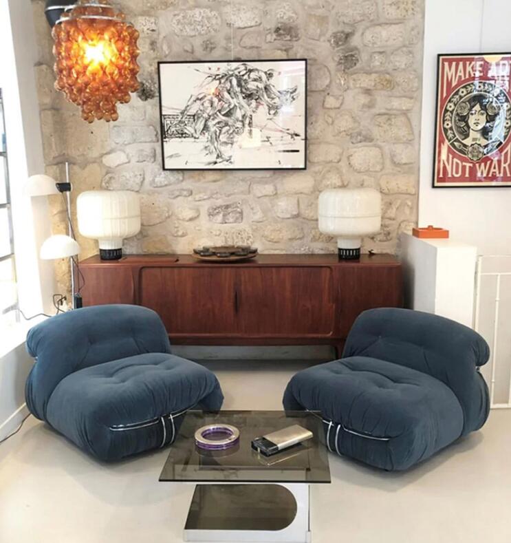 Modern Nordic Luxury Velvet Fabric Living Accent Sofa Chair Cashmere Fabric Italian Design Leisure Lounge Sofa Set
