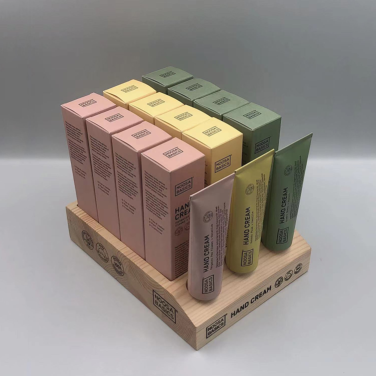 Cosmetic Store Wood Display Holder Hand Cream Display Stand