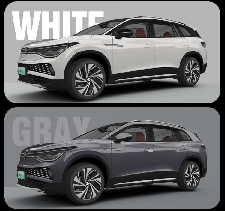 Small Electric Vehicle Vw ID6 2023 EV RHD Car with 7-Seater Electric SUV and Ternary Lithium Battery in White Exterior