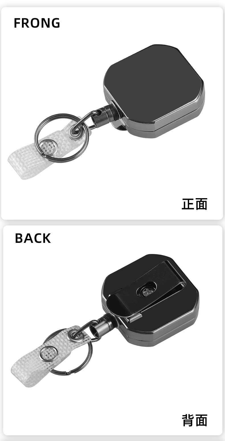 Deyi Badge Reel Heavy Duty Tactical Metal Retractable Keychain Badge Reel With Carabiner Clip Hold Up