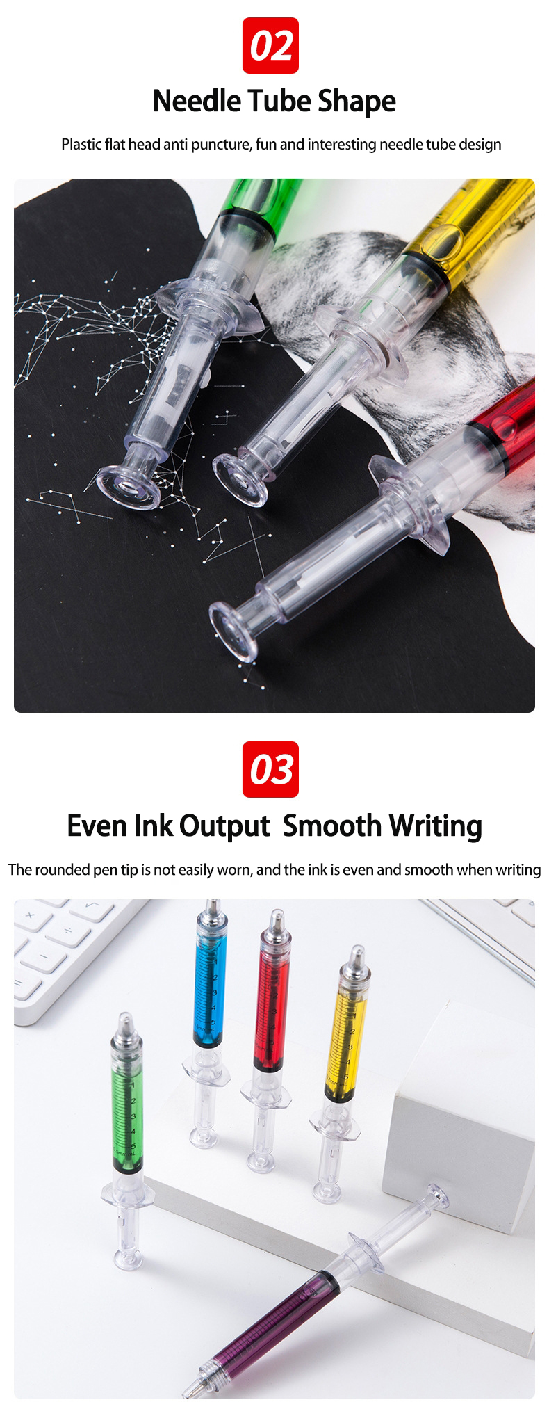 Creative Syringe Style Ballpoint Pen Colorful Oil Filling Plastic Ball Pen