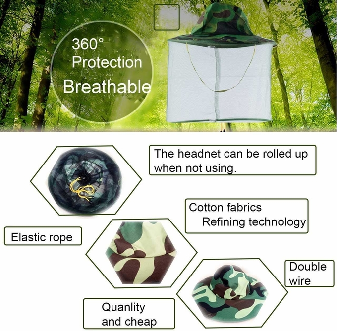 Beekeeping Protective Hat Single-Inner Layer Camouflage Bee Hat Polyester Material