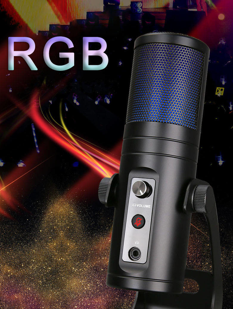 USB recording microphone for singing volume control cardioid pickup pattern