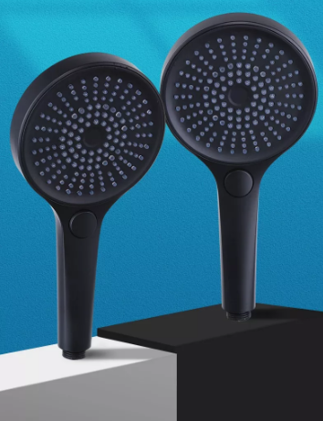 Fashion Style High Pressure Round Matte Black ABS Plastic Rain Shower Head For Bathroom