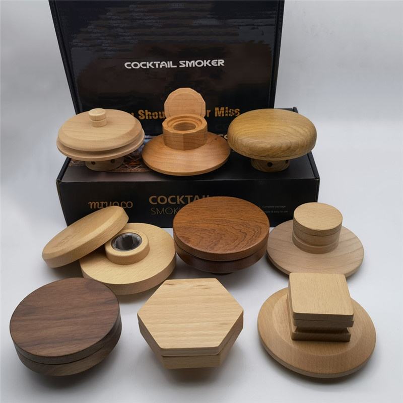 New Design Wood Drink Cocktail Smoker with Torch Bartender Kit Whiskey Cocktail Smoker Set For Home Bar