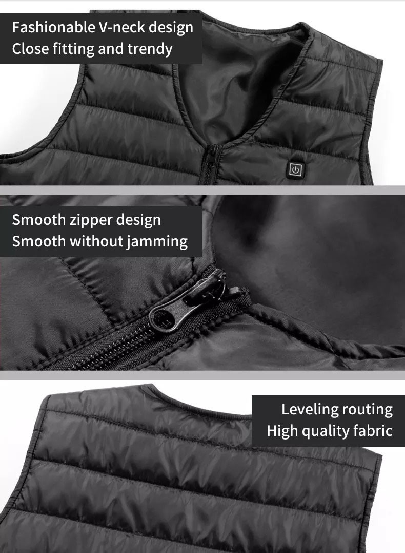 Graphene Electric Heated Vest Jacket Fast heating With Detachable Hood OEM