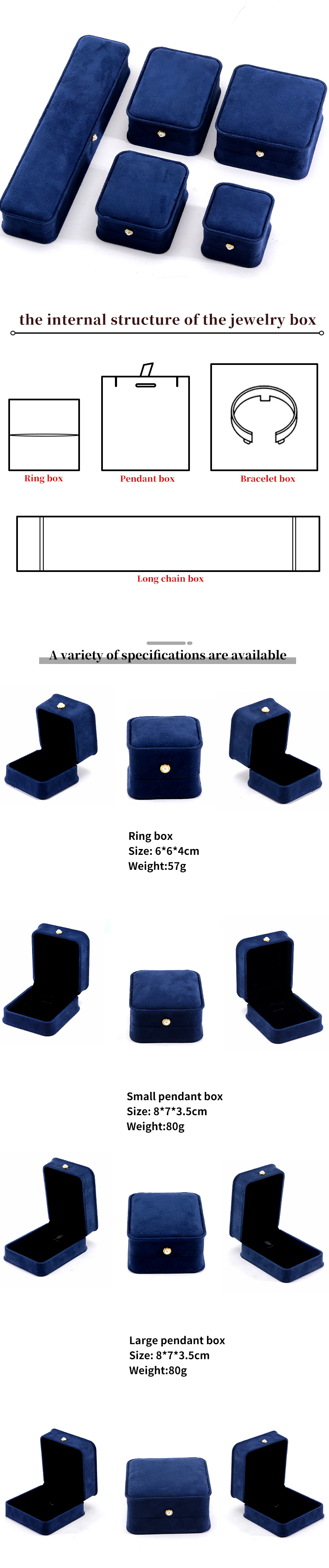 Velvet Material Handmade Jewelry Box for Bracelet Earrings Necklace Pearl Lock