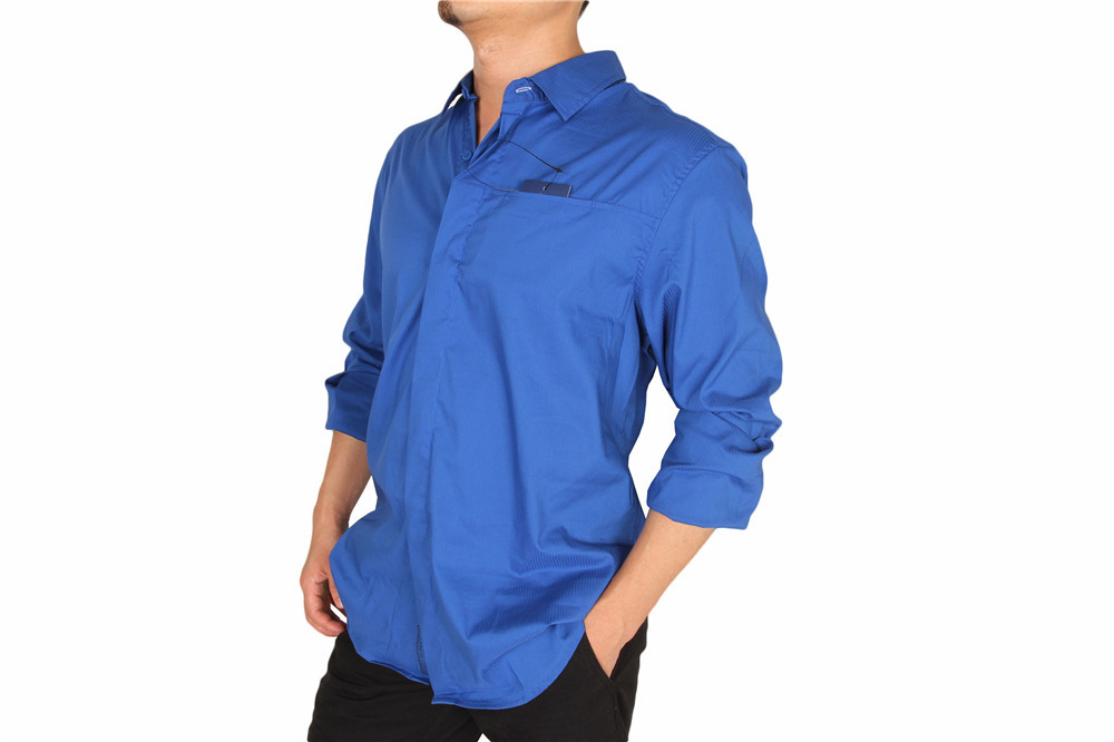 Solid Color Business Men'S Casual Stretch Shirts 59% Cotton 35% Nylon