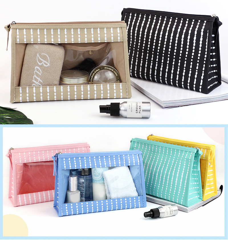Clear Transparent Zipper PVC Polyester Makeup Cosmetic Bags