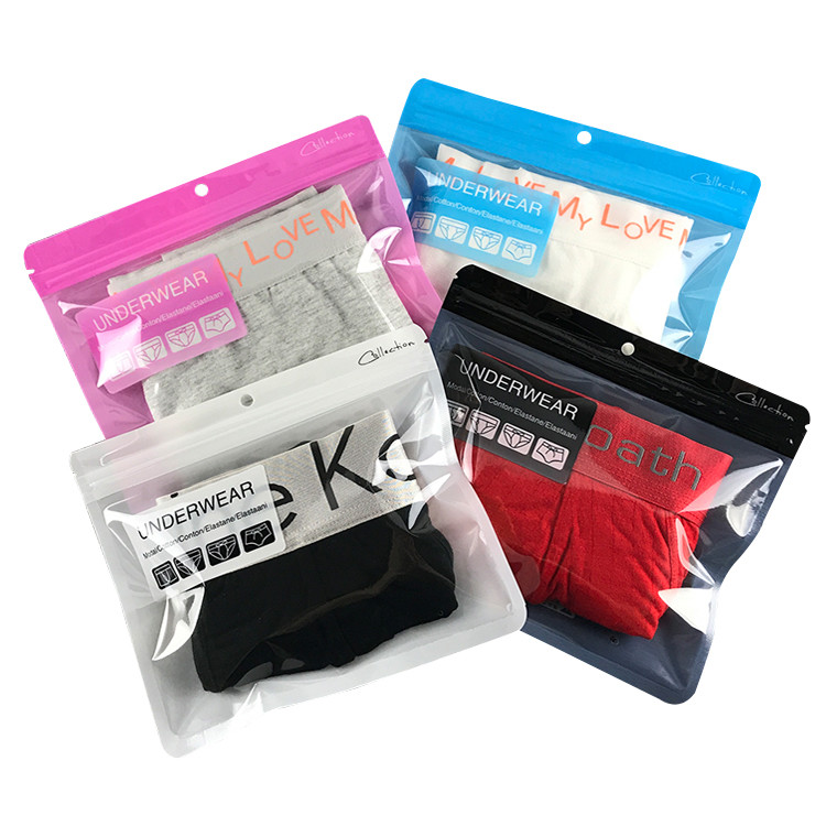 Zip lock underwear reclosable packaging custom printing garment plastic bags for clothing