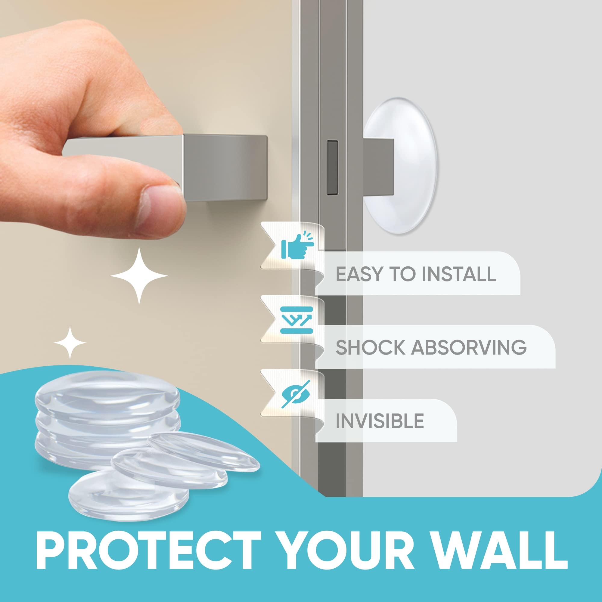 Wall Door Handle Stopper Door Knob Wall Shield Transparent Round Silicone Guard Door Stopper Wall Protector
