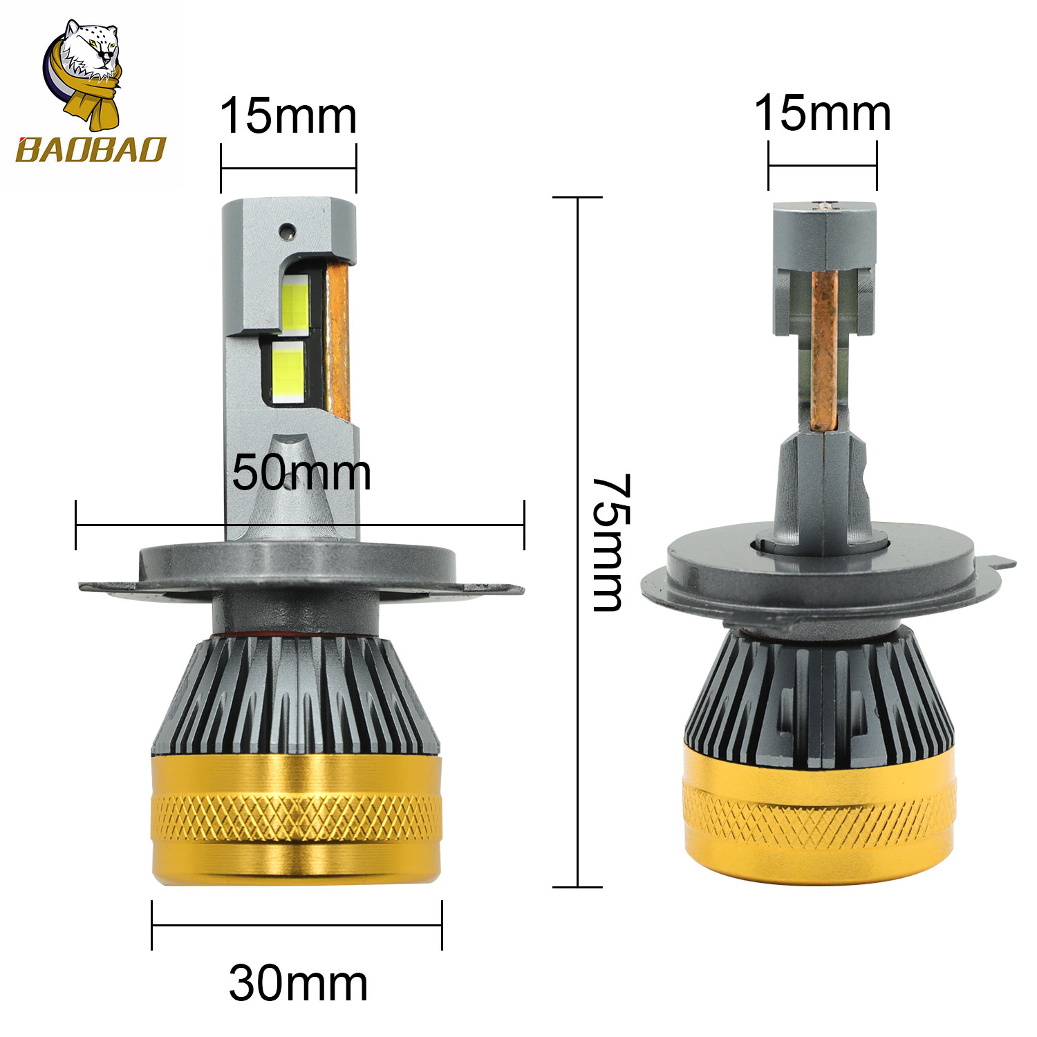 60W Yellow Casing H4 H1 9005 9006 Car Universal H11 LED Bulb For Car