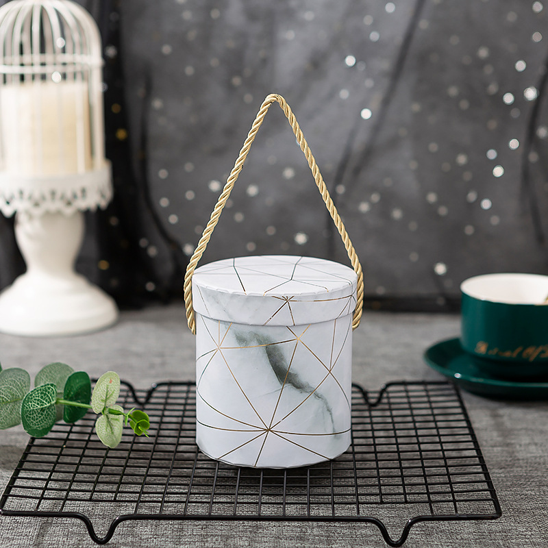 UV Coating Marble Carry-On Bucket Flower Box With Your Own Logo For Other Gift Craft