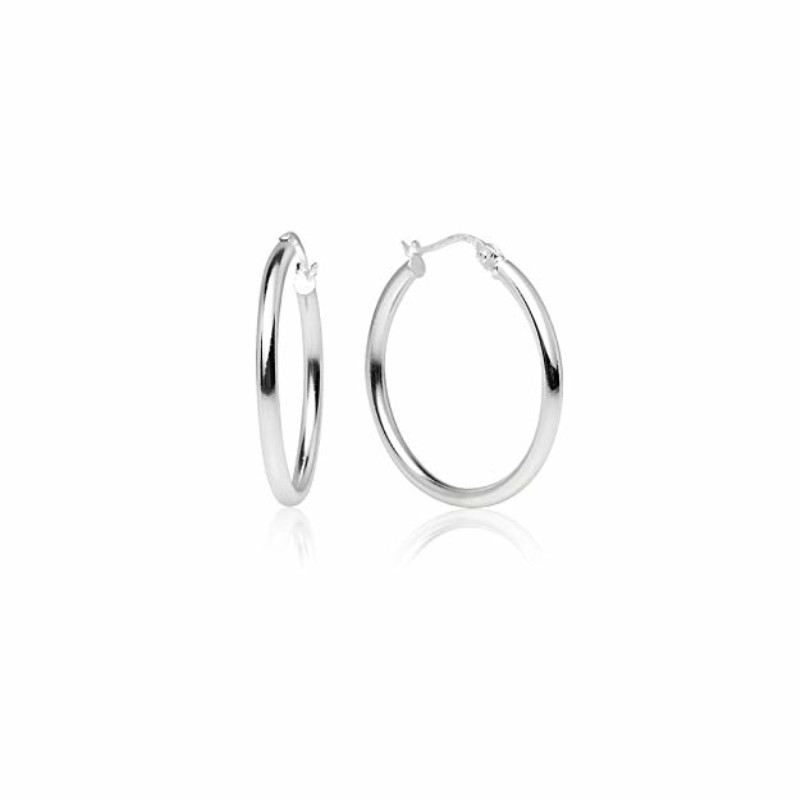 OEM ODM 925 Sterling Silver High Polished Round-Tube Click-Top Hoop Earrings For Women