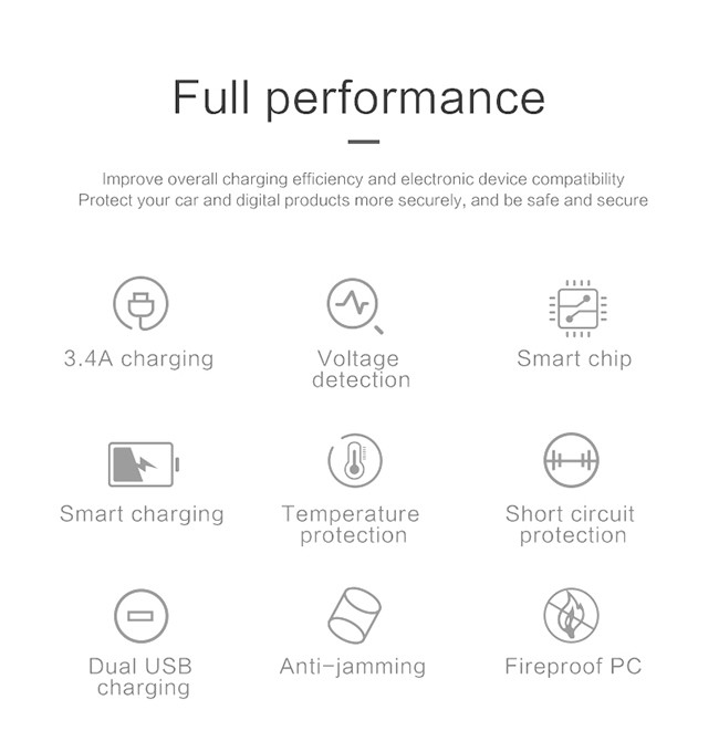 Single Port 3.4A Smart Charging Mobile Phone RT18 USB Car Charger