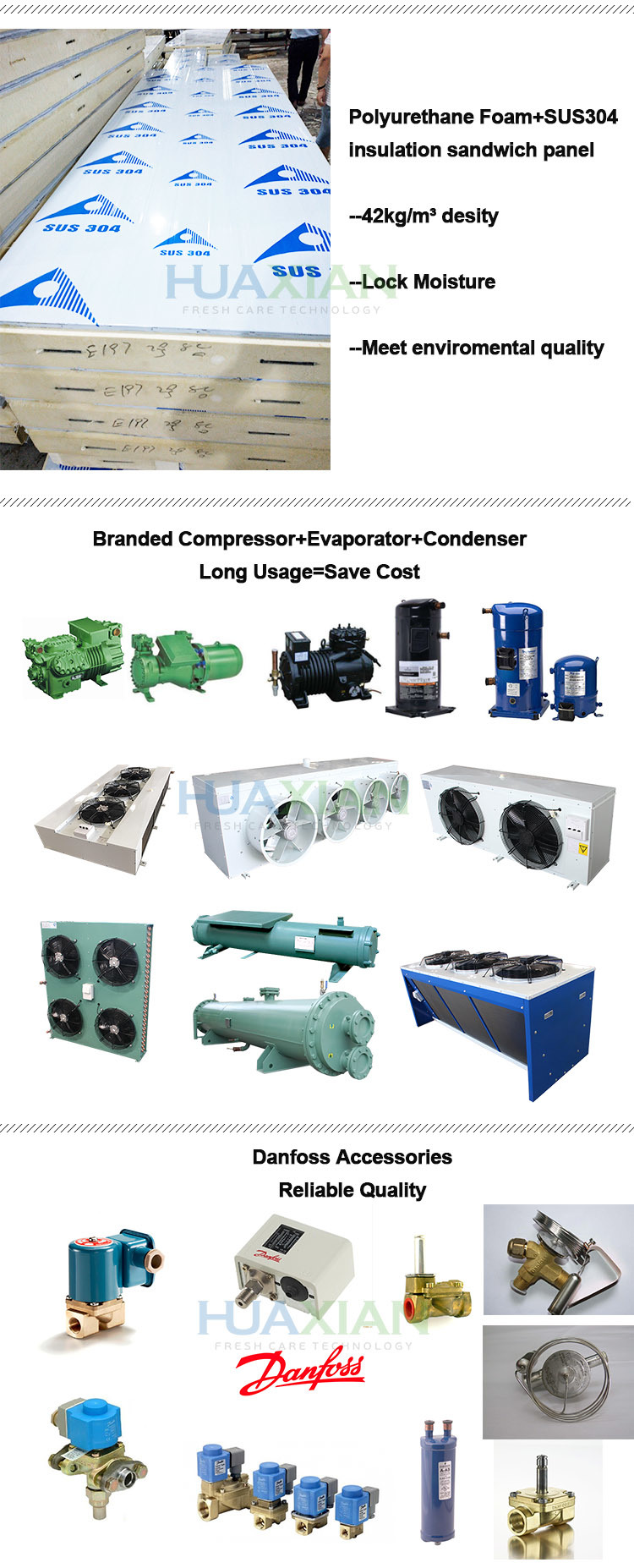 Bitzer/Danfoss/Copeland Compressor Condenser Transport Cold Storage Freezer Room Refrigeration Unit