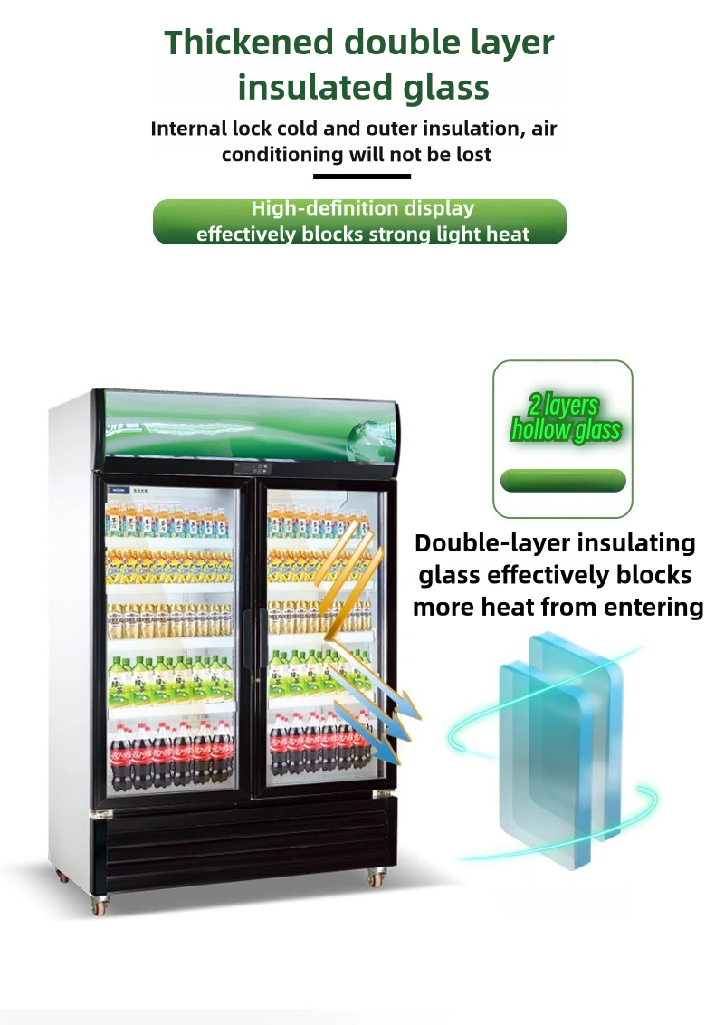 Vertical Glass Door Beverage Cooler Refrigerator Showcase with Digital Thermostat