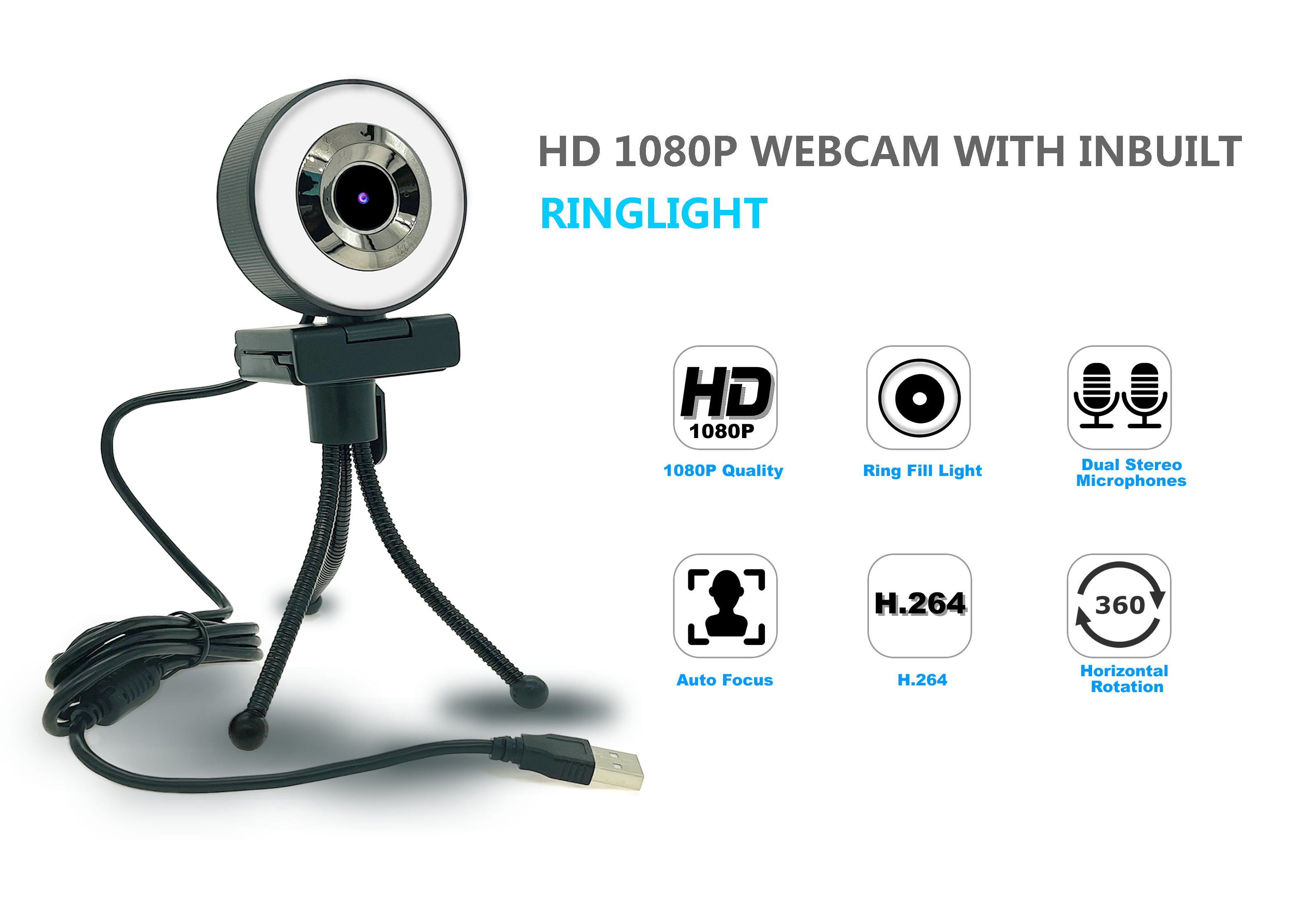 1.5m Cable MJPG IR Temperature Camera 2.0MP UVC Protocol