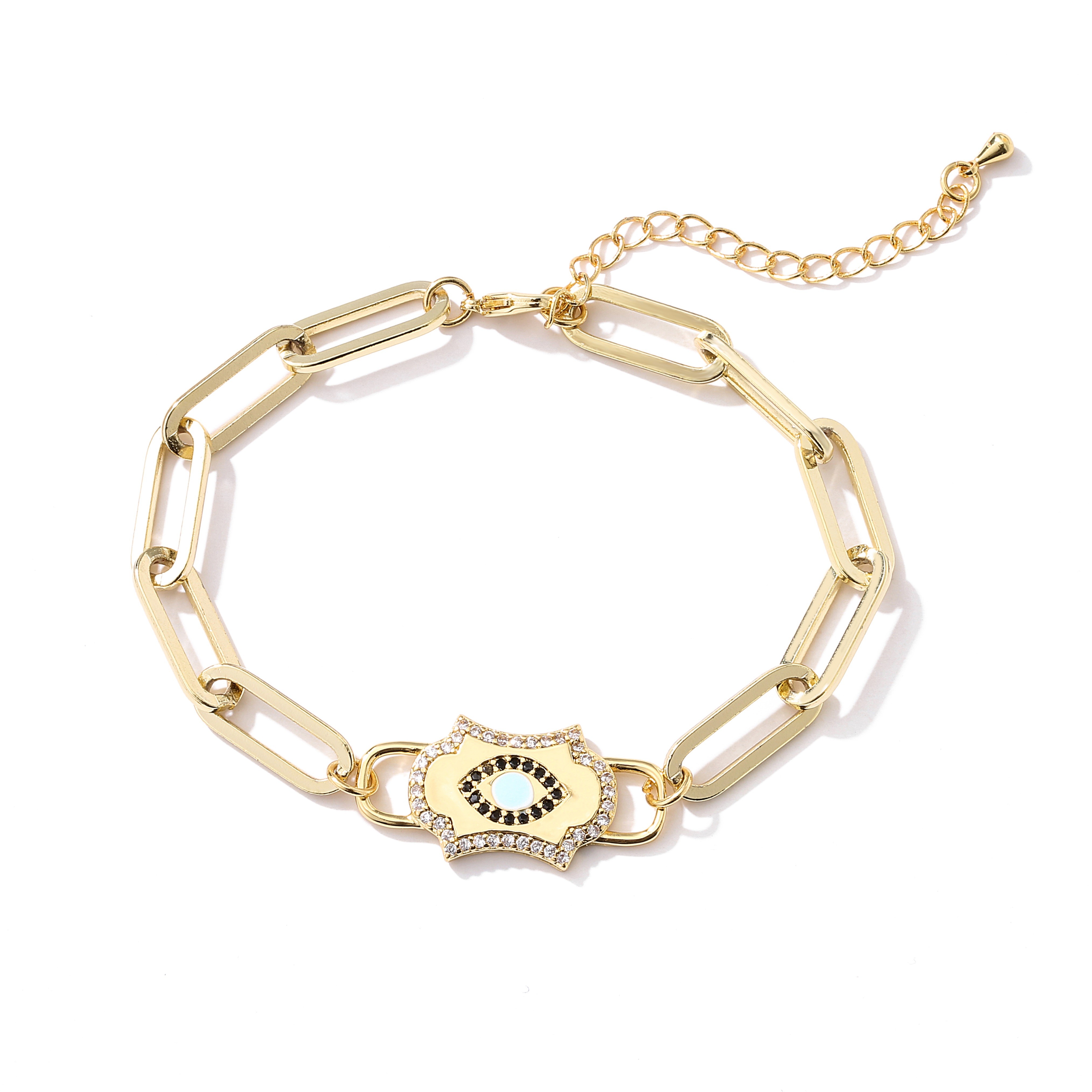 Elegant 18k Gold Chain Bracelet Women , Synthetic CZ Gold Plated Charm Bracelet