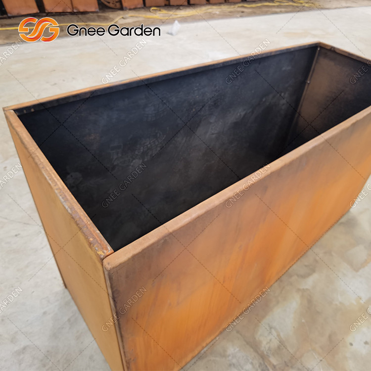 Rustic Corten Steel Rectangular Flower Pot Corten Steel Detachable Outdoor Metal Planters