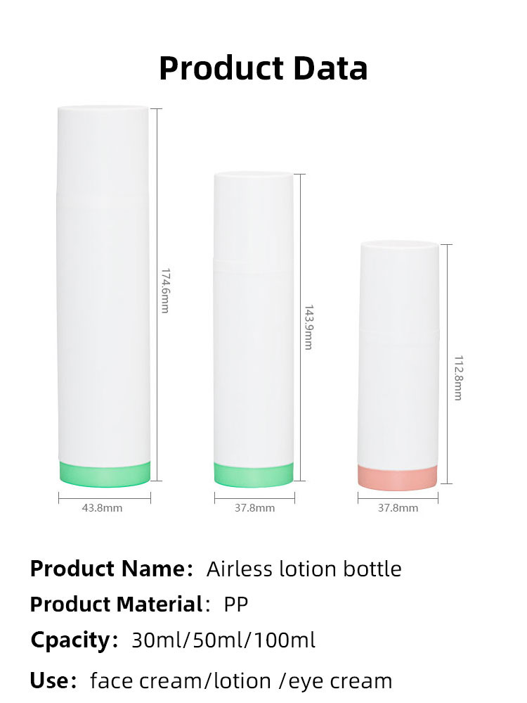30ml 50ml 100ml Airless Cosmetic Bottles Refillable Lotion Cream Round Shape Vacuum