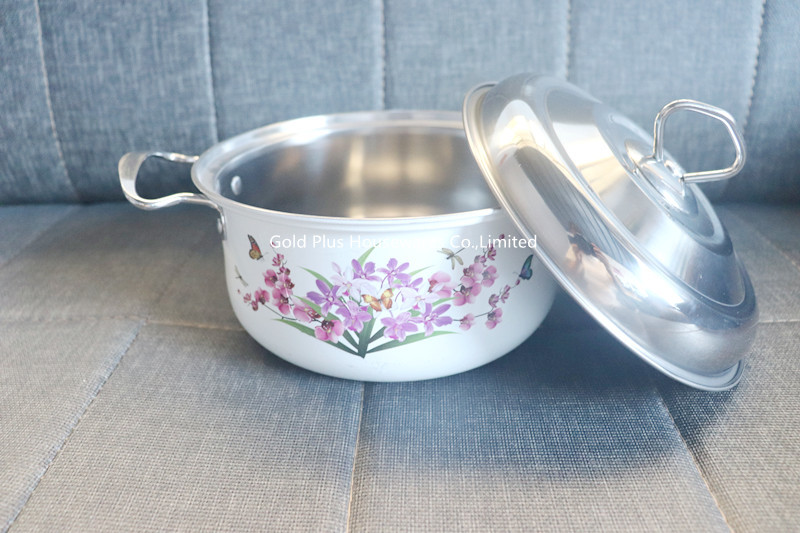 3pcs China made stainless steel double handle soup pot kitchen restaurant cookware set Milk pan in white color