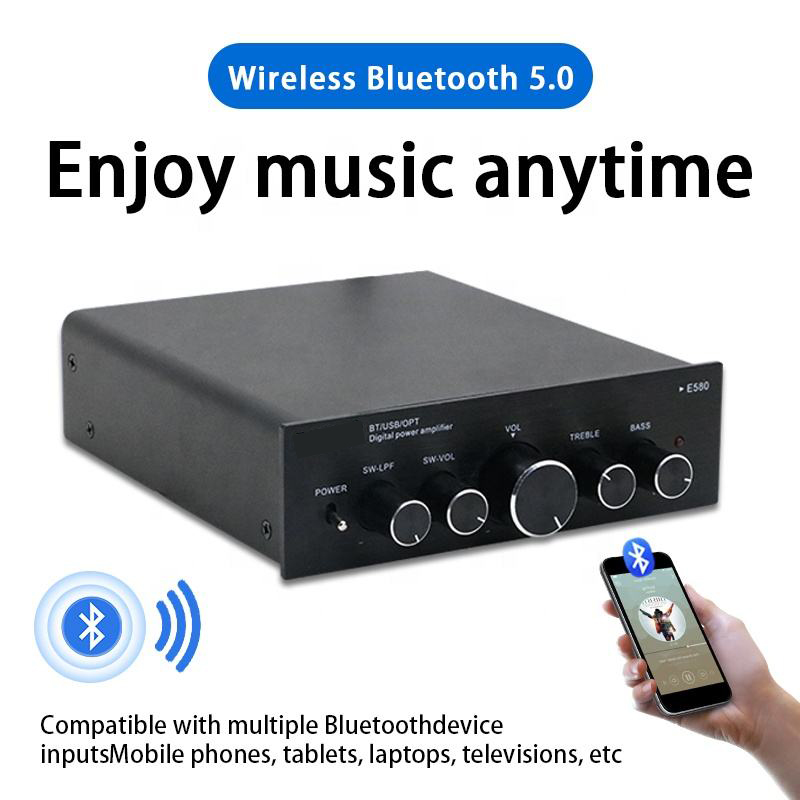 2*100W 2.1 Channel Digital Audio HIFI Desktop Digital Amplifier Subwoofer Sound Power Amplifier for Home Audio