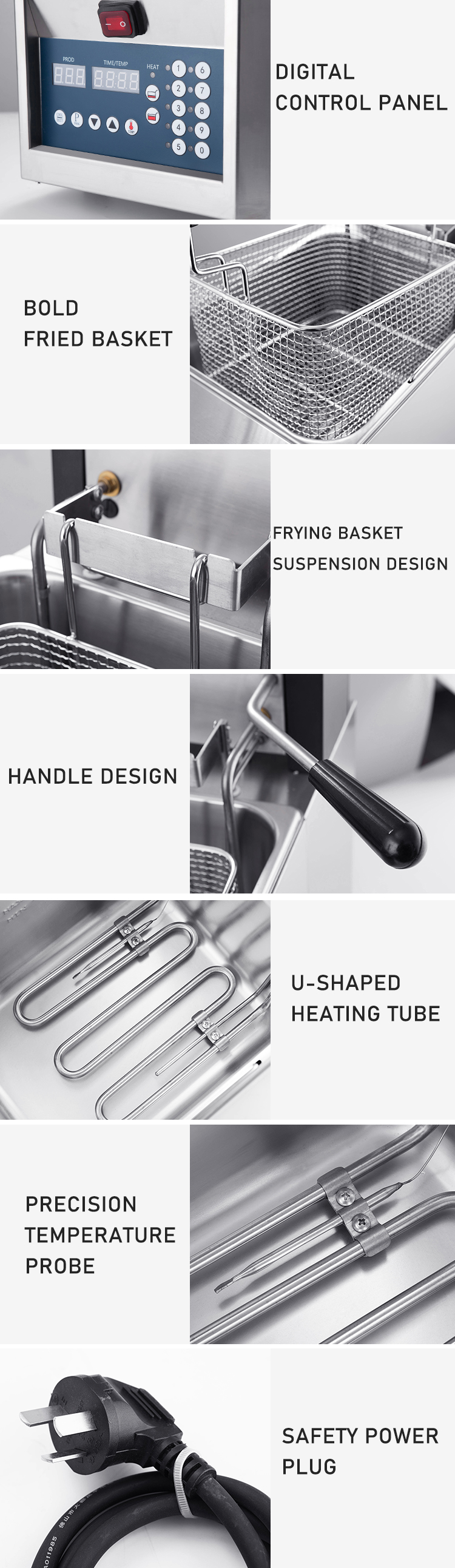 High Safety Level Stainless Steel Commercial Deep Fryer with Automatic Basket Lift-Up