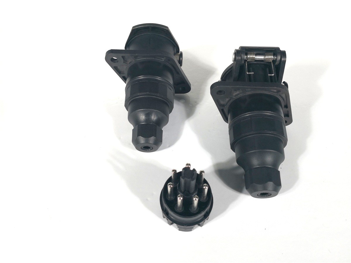 Black Trailer Plug Socket Heavy Duty 7 Pin Trailer Wiring Plug Adapter