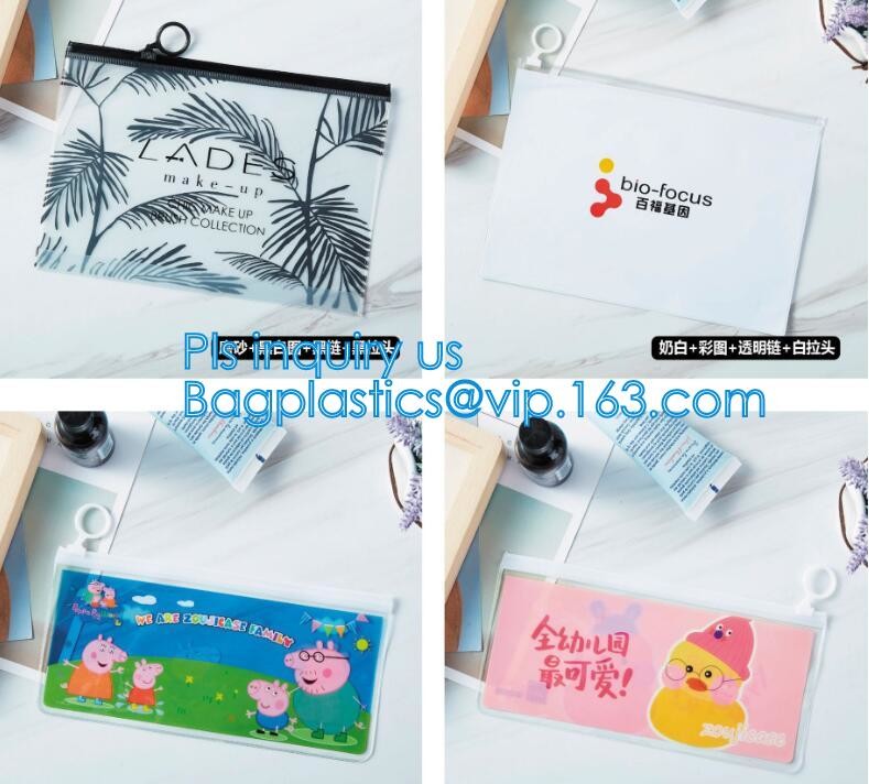PVC transprent slider bag for packing underwear, Frosted Zip lockkk bag EVA PVC hanger bag for clothes, EVA frost drawstrin