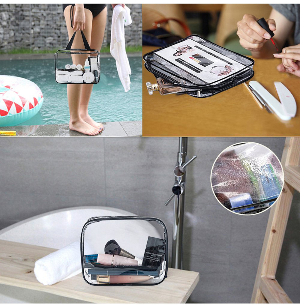 Waterproof Zippered 6 Pack Clear PVC Toiletry Bag With Handle