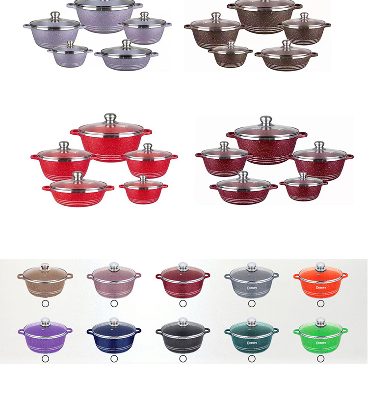 Multi Color Granite Aluminum Cookware Set Non Stick Coating