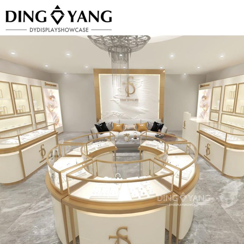Brushed Stainless Steel Jewelry Shop Interior Design With Custom Color Size