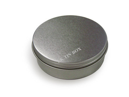 Plain Silver Small Metal Containers Round Tin Box With Screw Lid D 70 x 23mm