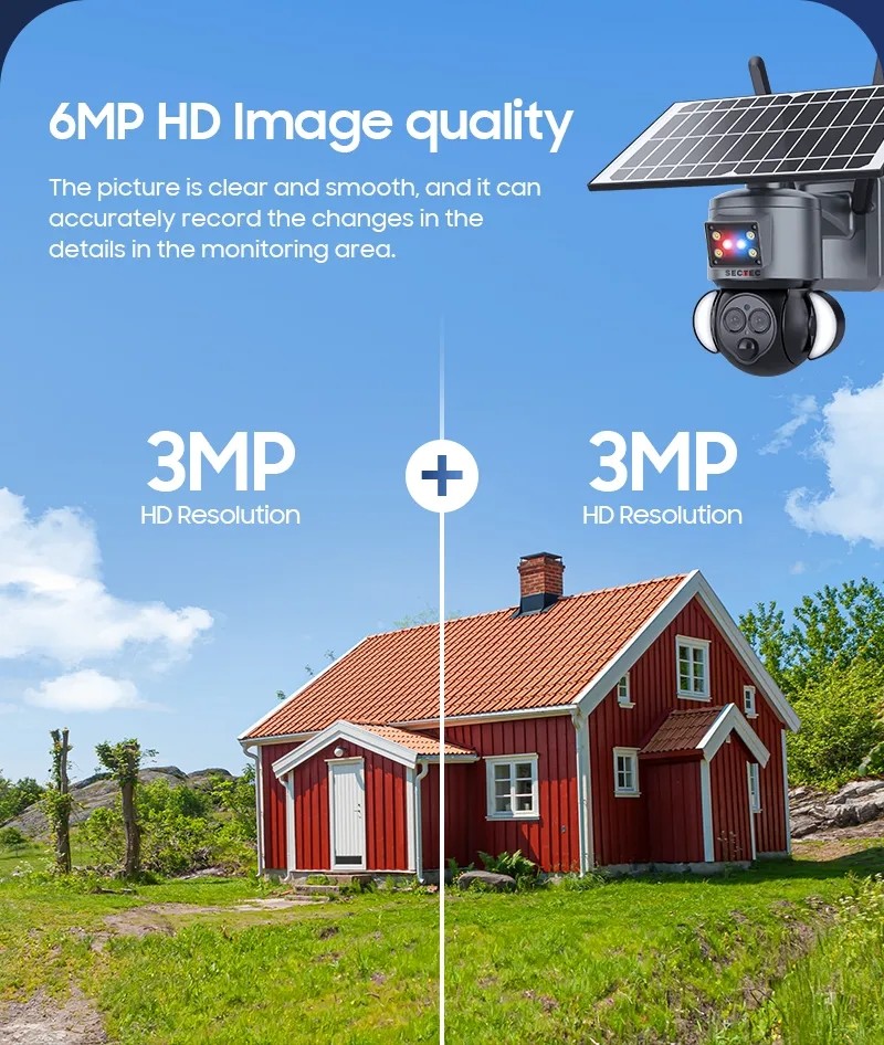 6MP PIR Solar Security Camera 4G Human Detection WiFi 12X Zoom Camera